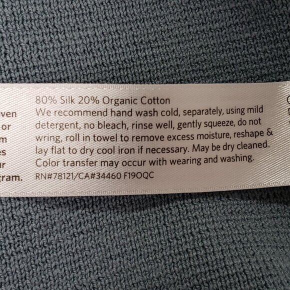 Eileen Fisher Womens Silk Organic Cotton Cardigan Size M Blue Sustainable Mature - Picture 6 of 10